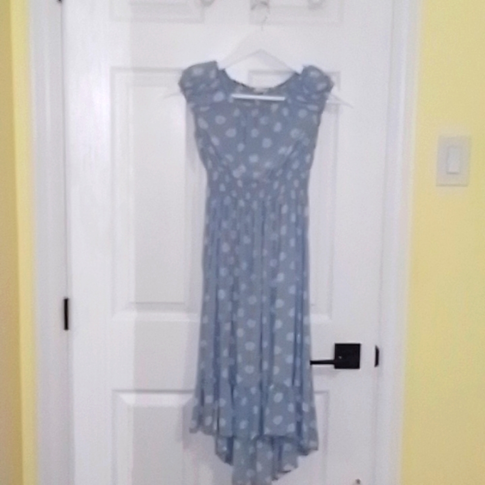 Blue floral print dress